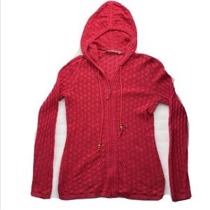 Athleta sundial hot pink full zip loose knit crochet hooded cardigan